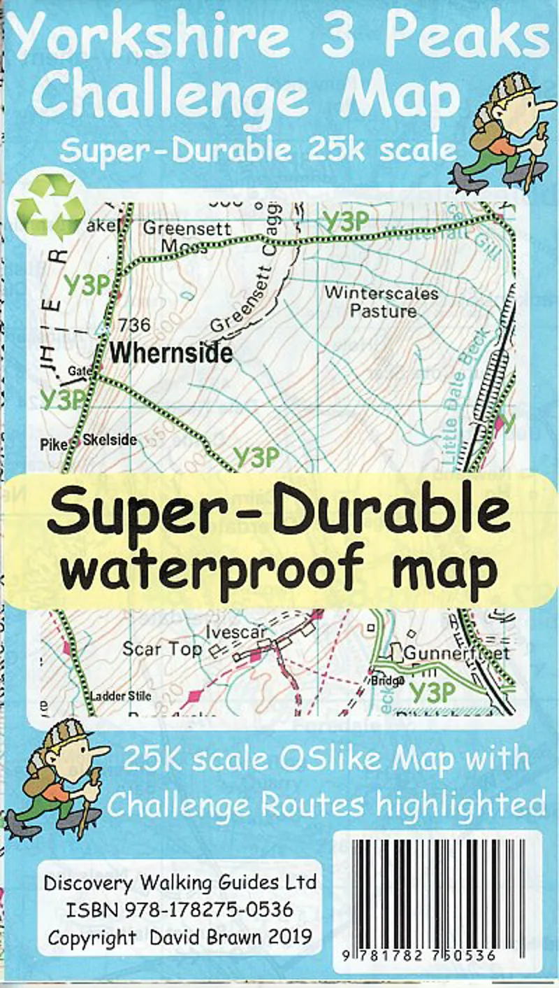 Yorkshire 3 Peaks Challenge Map - Super Durable